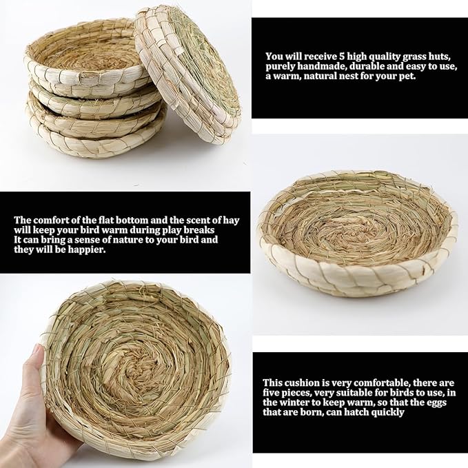 5 Pcs Pigeon Nest, Bird Nest Bowls, Wooden Nest for Pigeons Breeding Hatching (Natural Nest)