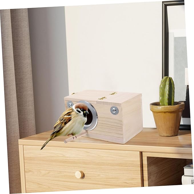 BESPORTBLE Bird Breeding Nest Box for Parakeets and Parrots Natural Wood Bird Incubator Design Comfortable Nesting Environment for Mating and Incubation