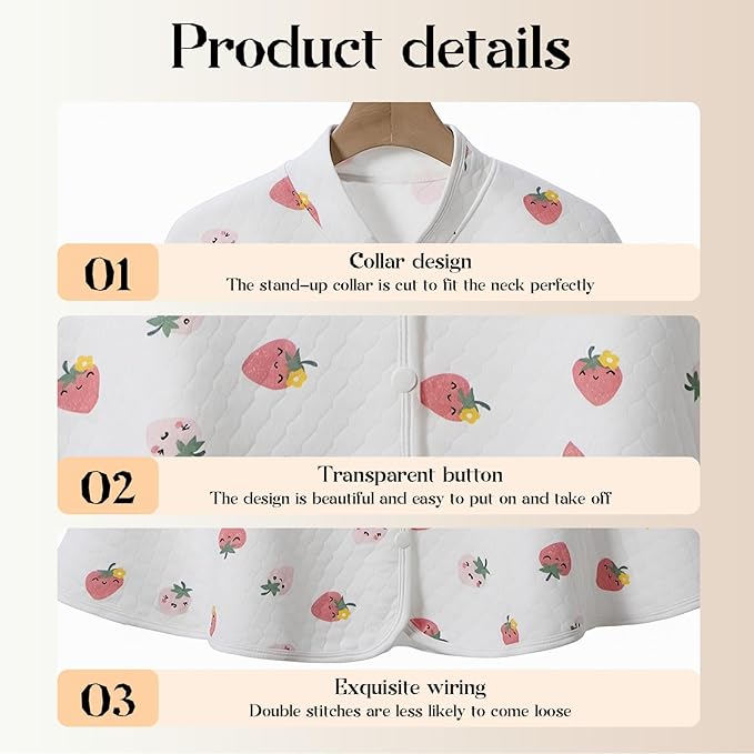 Reusable Parrot Diaper & Shoulder Protector - Poop Catcher Cloak for Cockatiels, Conures, Parakeets, Lovebirds, Small Macaws - Parrot Toys (White - Strawberry Pattern, Large)