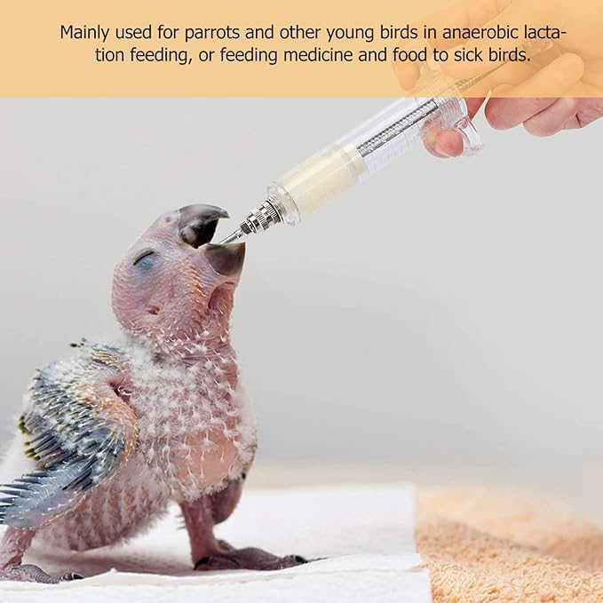 TEHAUX Parrot Feeding Kit with 10Ml & 20Ml Syringes and 3 Sizes of Soft Feeding Tubes for Baby Bird Liquid Food and