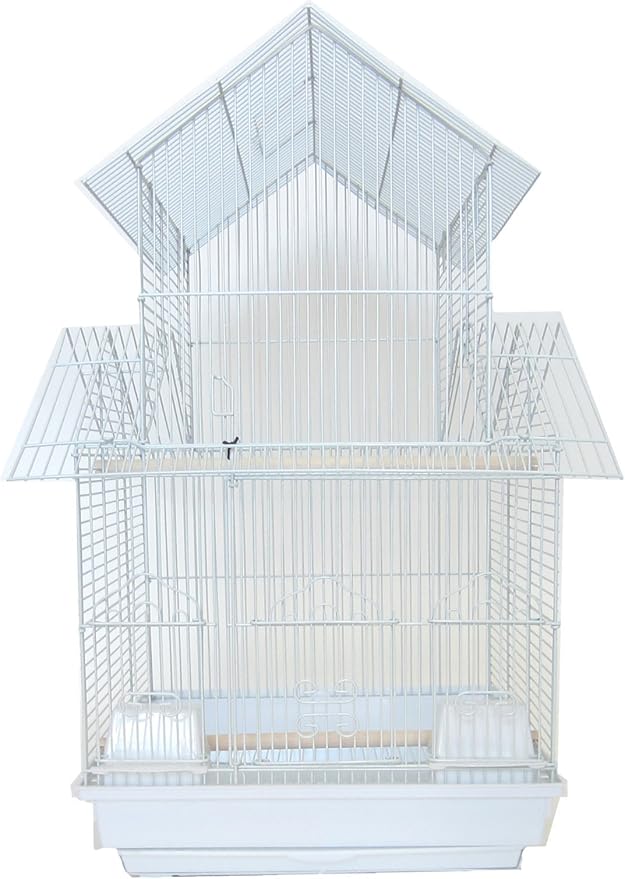 YML 18-Inch by 14-Inch Small Pagoda Top Bird Cage, White