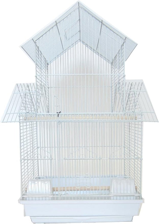 YML 18-Inch by 14-Inch Small Pagoda Top Bird Cage, White
