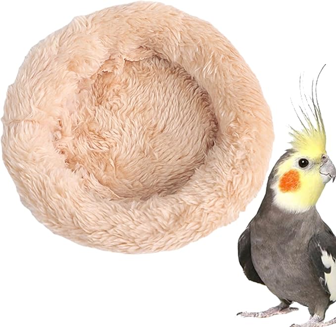 Bird Cotton Nest, 4.33in Bird Sleeping Tool with Thickened Edge Shell Parrot Warm Nest Mat Warm Pad for Lovebirds, Budgies, Parakeets, Cockatiels Medium Size Bird Accessories