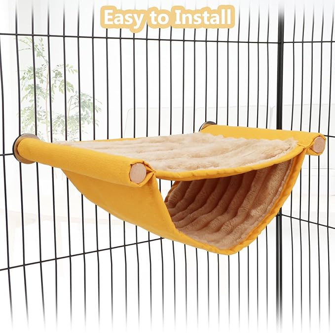 Wontee Hamster Plush Hammock Bird Hanging Bed Nest for Rat Squirrel Chinchilla Gerbil Guinea Pig Small Parrot Budgie Parakeet Lovebird Canary (M, Yellow)