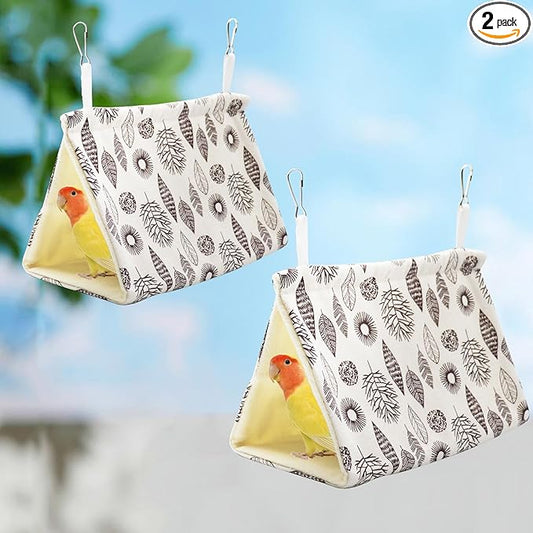 Dnoifne 2 Pack Hanging Winter Warm Bird Bed, Nest House, Hammock House - Plush Snuggle Hideaway Cave Bed Tent for Hamsters, Budgies, Parakeets, Cockatiels, Lovebirds, Parrots