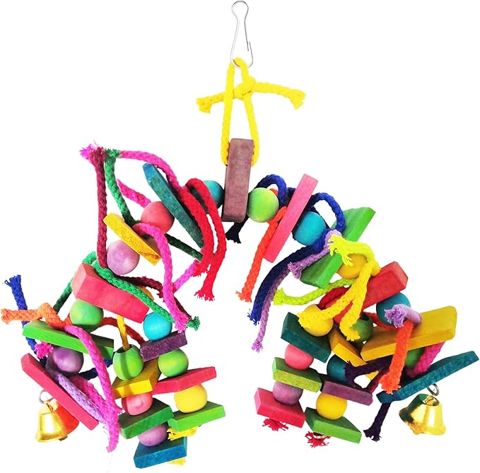 SunGrow Parrot Toy, Medium Chewing Bird Toy for Parakeet, Colorful Chew Toy for Cockatoos African Grey Macaws and Amazon Parrots