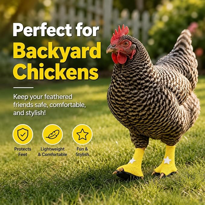 Chicken Boots for Chickens - Breathable Poultry Shoes with Non-Slip Sole for Backyard Chickens (Little Stars)