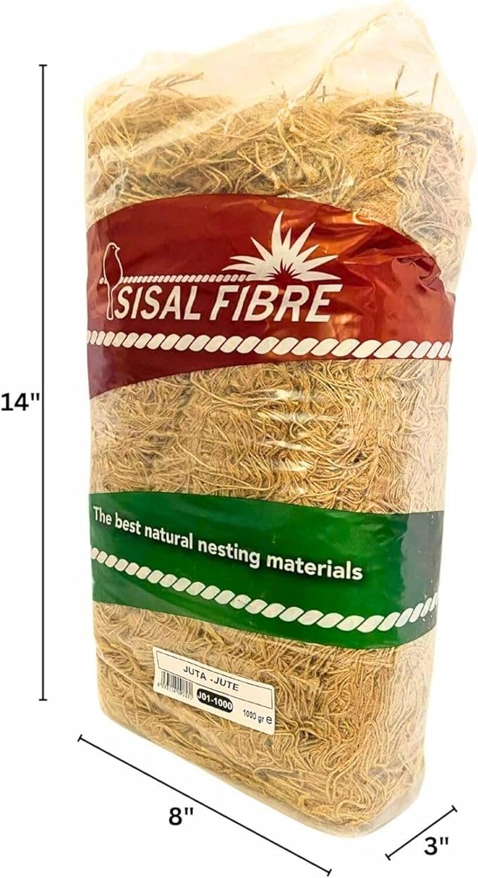 SISALFIBRE Natural Bird Nesting Material 2.2Lb - Nest Substrate for Canaries, Finches, Exotic Birds - Bird Cage Accessories for Parakeet Cage, Bird Nest and Nesting Box, Soft & Breathable