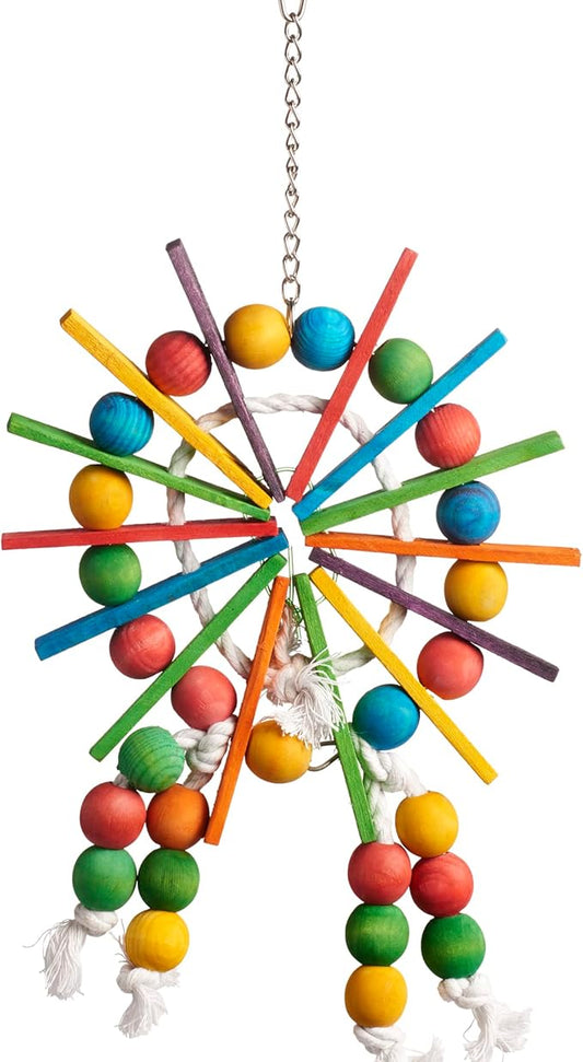 Prevue Pet Products Bodacious Bites Ferris Wheel Bird Toy - Accessories for Parakeets, Conures, Cockatiels, and Small to Large Birds, Hanging Cage Toy for Climbing, Chewing, and Beak and Foot Exercise