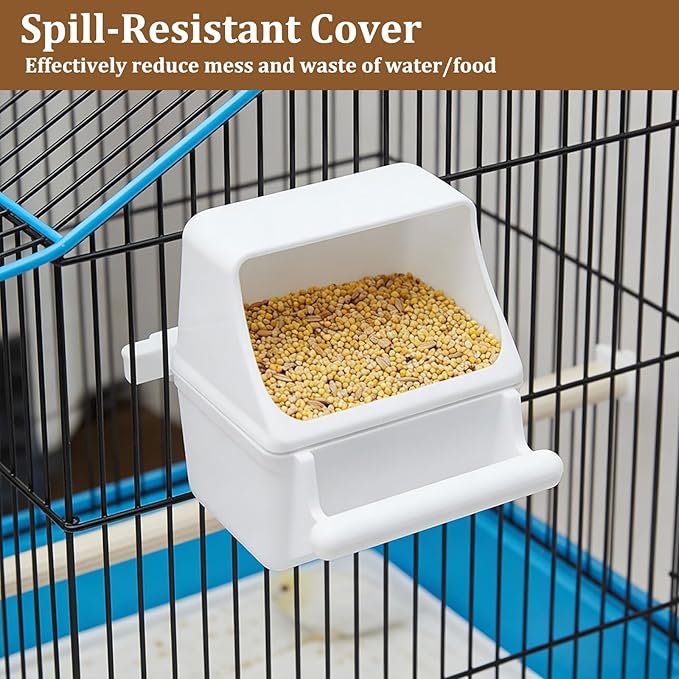 2 PCS Bird Cage Feeder, White No Mess Bird Feeder Cage, Comederos para Pajaritos De Jaula for Cages,Small Pets,Birds and Parakeets