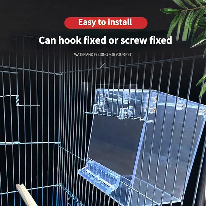 Bath Cage, Cleaning Pet Supplies Cockatiel Bird Bathtub with Hanging Hooks for Small and Medium Birds Parrots Spacious Parakeets Portable Shower for Square Birdcage