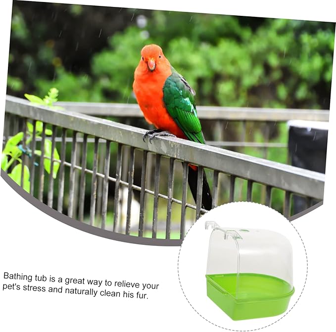 HANABASS Parrot Shower Box Bird Bath for Cage Small Parakeet Bathing Tub with Smooth Edges 5.31X5.11X4.92 Inches Plastic Bird Cage Accessory