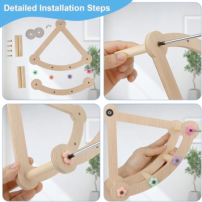 Bird Stand Perch,Interactive Rocking Parakeet Perch, Wooden Exercise Wheel Cockatiel, Parrot Swing,Bird Playground Play Stands for Conure Budgie(A)