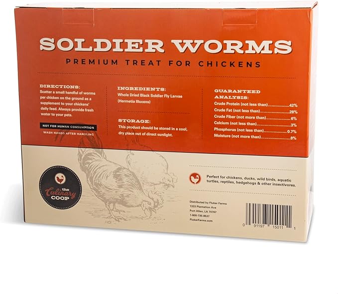 Fluker's Culinary Coop Bulk Dried Soldierworms, Premium Organic Dried Soldierworms for Chickens-High Protein & Omega3 Chicken Feed for Wild Birds, Reptile,& Chicken Treats for Laying Hens, 10lbs