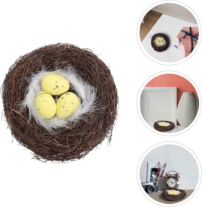 EXCEART 1pc Simulated Bird Easter Chick Egg Decoration Bird Golden Artificial Twig Easter Eggs Supplies Decor for Supplies Rattan