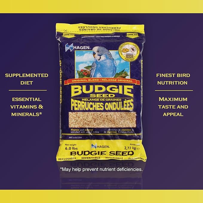 Hagen Parakeet/Budgie Staple White Millet Bird Seed Seed – Premium Blend, Nutritionally Balanced, Fortified with Vitamins & Minerals, Dust-Free Mix for Budgies, 25 lb Bag