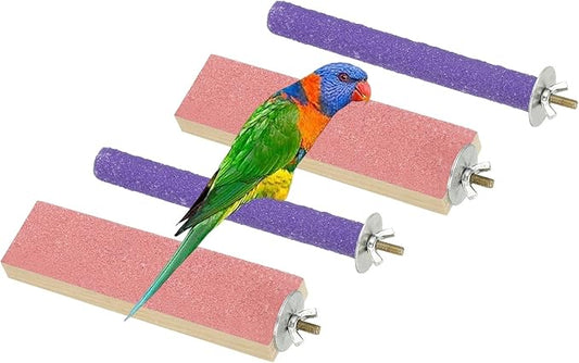 Bird Perch Stand, Wooden Parrot Perch Stand Toy, Paw Grinding Stick, Bird Cage Accessories, 6 x 1.57in (Pink, 2 Pcs) Birds Toys Intended for Cage/Parakeets/Conure/Budgie