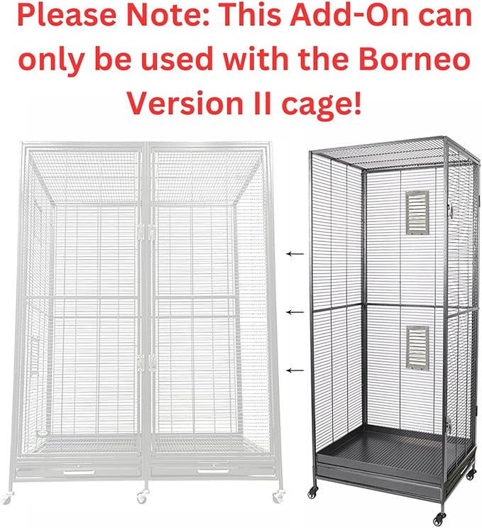 Exotic Nutrition Borneo Version II Small Animal Cage - for Sugar Gliders, Squirrels, Marmosets & Other Small Pets (Add-On)