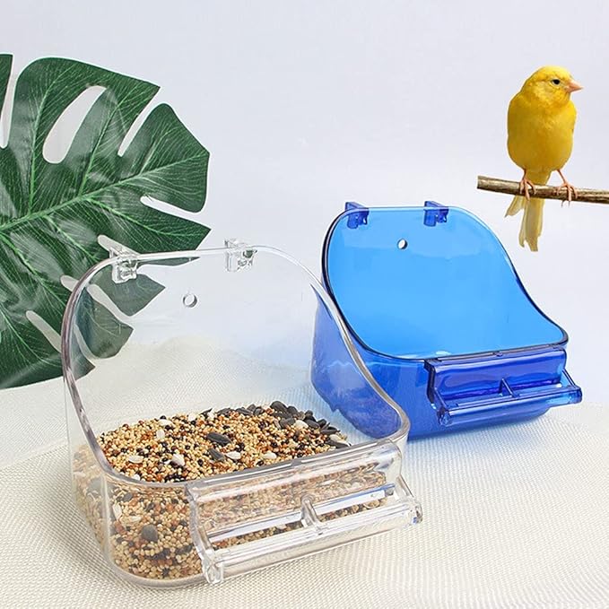 Bird Bath Tub with Perch for Cage - Parrot Birdbath Shower Accessories for Small Birds - Cockatiel, Parakeet, Conure, Canary