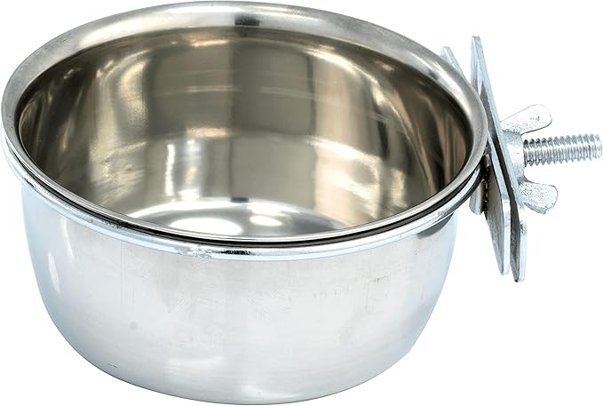 Bonka Bird Toys 800121 10oz Stainless Steel Clamp Cup Liquid Food Treat Parrot Budgie Finch Lovebird