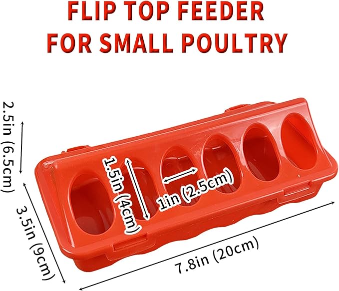 2 Pack Plastic Flip-Top Poultry Feeder Tray, Chick Feeding Trough for Baby Chicken, Ducklings, Quail, Pigeons and Small Birds – Spill-Resistant Farm Feeder