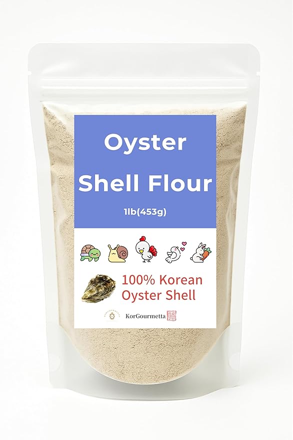| Oyster Shell Flour 1lb – Finely Ground Calcium Material for Chickens, Ducks, Birds, Reptiles, Amphibians, and More – Crushed Oyster Shell Alternative | 굴껍질가루 (1lb)