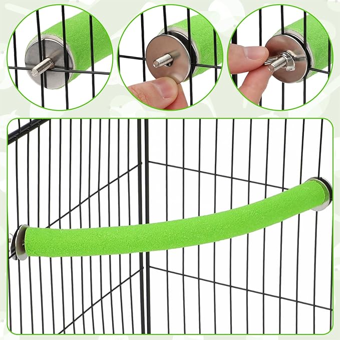 Rypet Parrot Perch Stand Toy Used for Cage Corner for Paw Grinding Clean Stick Exercise, Rough-Surfaced Quartz Bird Perch Standing Cage Accessorie for for Small Parakeets Cockatiel Conures (Green S)