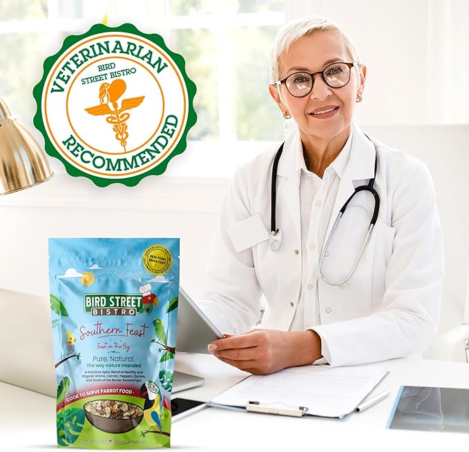 Parrot Parakeet Cockatiel Food - Bird Food - Cooks in 3-15 min with Natural Grains - Legumes - Non-GMO Fruits, Vegetables, & Health Orientated Spices (4.00 Pound (Pack of 1), Southern Feast)