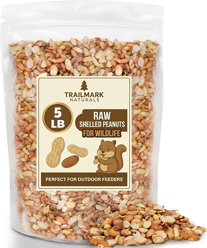 5 LB - Raw Shelled Peanuts For Squirrels, Out of Shell Peanuts For Birds and Wildlife- Squirrel Food, Wild Bird Seed - Grown in The USA