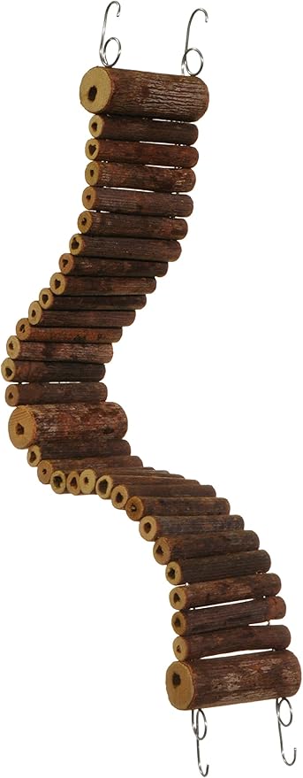 Prevue Pet Products Natural Wonder Walk Ladder - Small Hanging Wooden & Wire Activity Ladder Toy for Small Birds, Gerbils, Hamsters & Mice, Bendable Cage Accessories for Enrichment & Foot Exercise