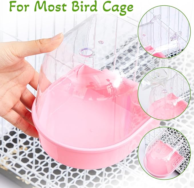 Honeydak 3 Pieces Clear Bird Bath for Cage Parakeet Bird Cage Accessories Hanging Bath Box Parrot Bathing Tub with View for Cockatiel Conure Canary Budgies Parrots (Fresh Color)