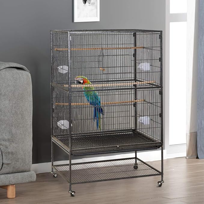 UISEBRT Large Bird Cages with Metal Aviary Wheels for Parrots, Cockatiels, Pigeons