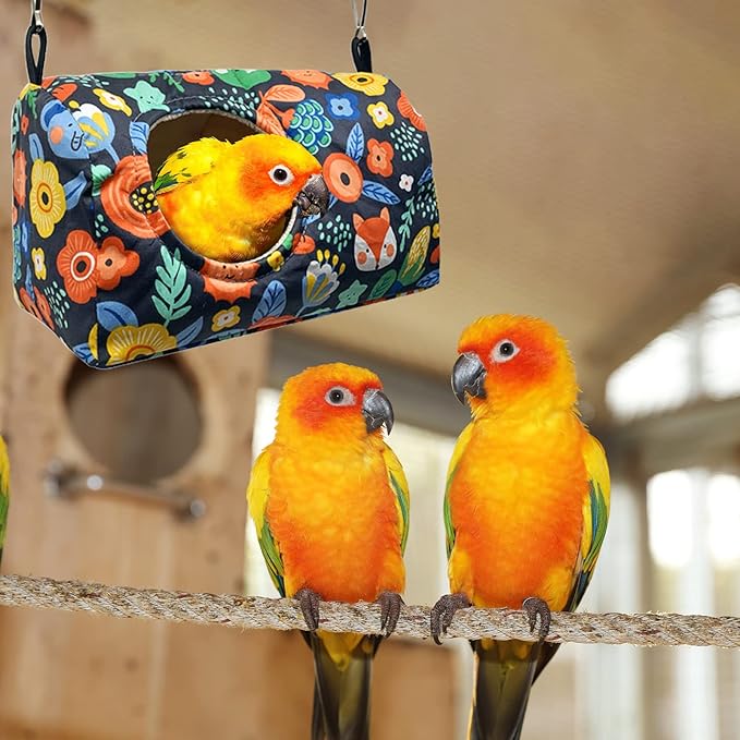 Bird Warm Bed Sleeping Nest House Snuggle Hanging Hut Hammock Hideaway Cave for Cockatiels Parakeets Budgies Lovebirds L
