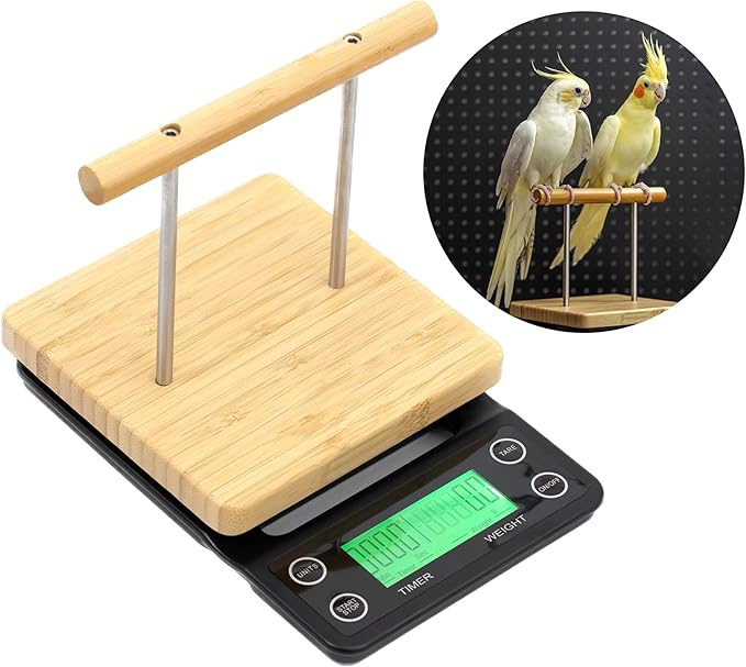 NEOUZA Perch-Mounted Pet Bird Scale, Parrot Weight Scale with Perch, Weight Change Monitoring, Suitable for Parrot, Canaries, Budgerigars, Cockatiels, Society Finches