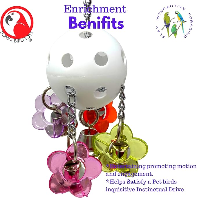 Bonka Bird Toys 1937 Bellpull Bird Toy Parrot Cage Toys Cages African Grey Conure Cockatiel.