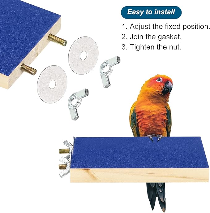 PATIKIL Bird Perch Stand, Parrot Stand Platform Playground Paw Grinding Clean for Parakeet Cockatiel Cage Accessory, Blue