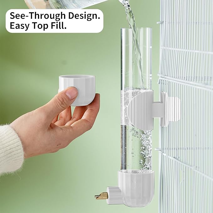 AOTU Bird Cage Accessories, Bird Water Bottle & Dispenser for Cage 7.4 Fl Oz Automatic No Mess Parrot Water Dispenser – Clear Feeder for Parakeet, Conure, Cockatiel, Lovebird & Canary