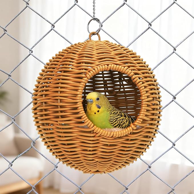 ZENFUN Steel Frame Bird Nest for Cage, Washable Small Bird Bed Chewproof with Plush Pad, Hammock Hideout Lay Eggs Parakeet Nest Sleep, Parakeet Warm Bed House Hut for Lovebird, Canary, Budgie, Finch