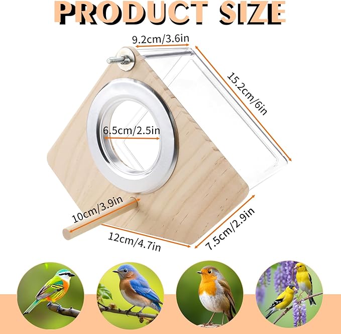 Parakeet Nesting Box for Cage, High-Transparent Parakeet Nest, Bird House Cage Accessories with Wood Perch, Breeding Box Acrylic Bird Nest for Parrots, Cockatiels, Lovebirds, Canaries