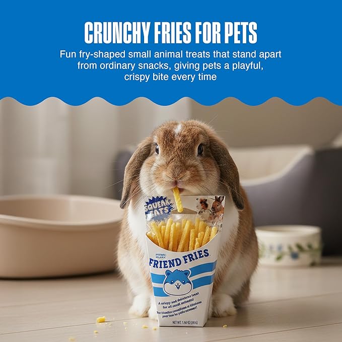 Penn-Plax Squeak Eats Friend Fries - Crispy and Delicious Small Animal Treats - Fun Fry-Shaped Snack for Rabbit, Rat, Hamster - Great for Bonding, Training and Enrichment - Easy to Serve 1.06 oz Pack