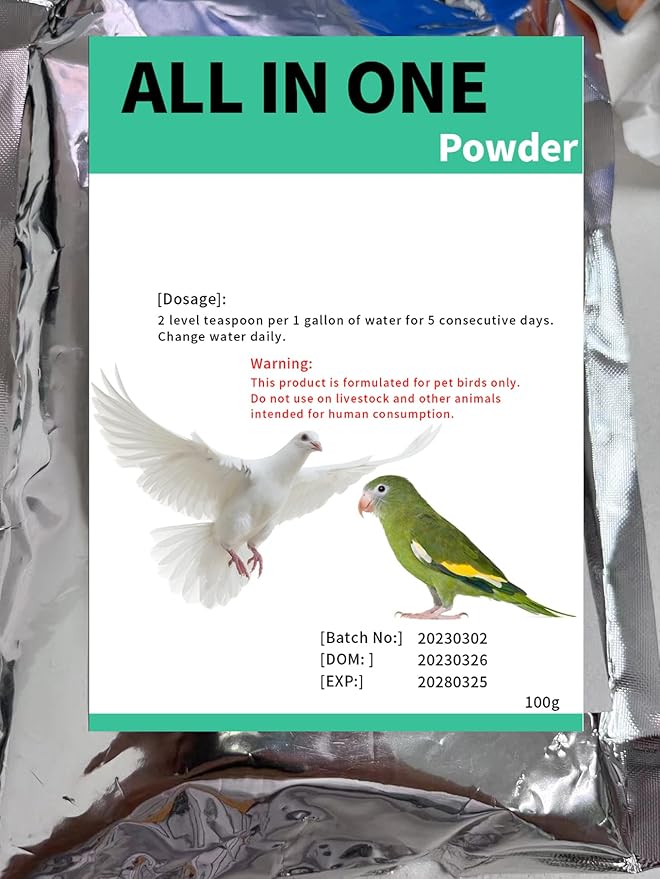 All in One Pigeon Medicine Powder, Chicken Medicine, Treat a Range of Diseases for All Birds, Canary, Aviary, Finches, Parakeet, Cockatiels, Parrots and Cage Small Birds