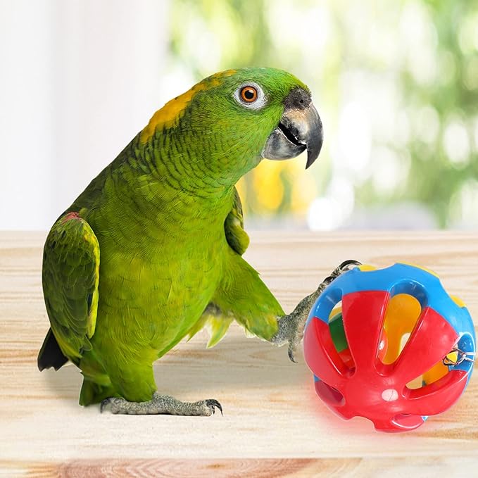 Litewoo 3 Pack Bird Chew Toy Bells Balls Set Parrot Training Toy Cage Accessories for Parakeet Cockatiel African Grey Cockatoo Macaw Conure