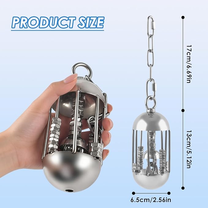 DBNESS Stainless Steel Bird Toys, Heavy-Duty Detachable Chain Chew Durable Metal Parrot Enrichment Toy for Medium to Large African Greys, Amazons, Cockatoos, Macaws