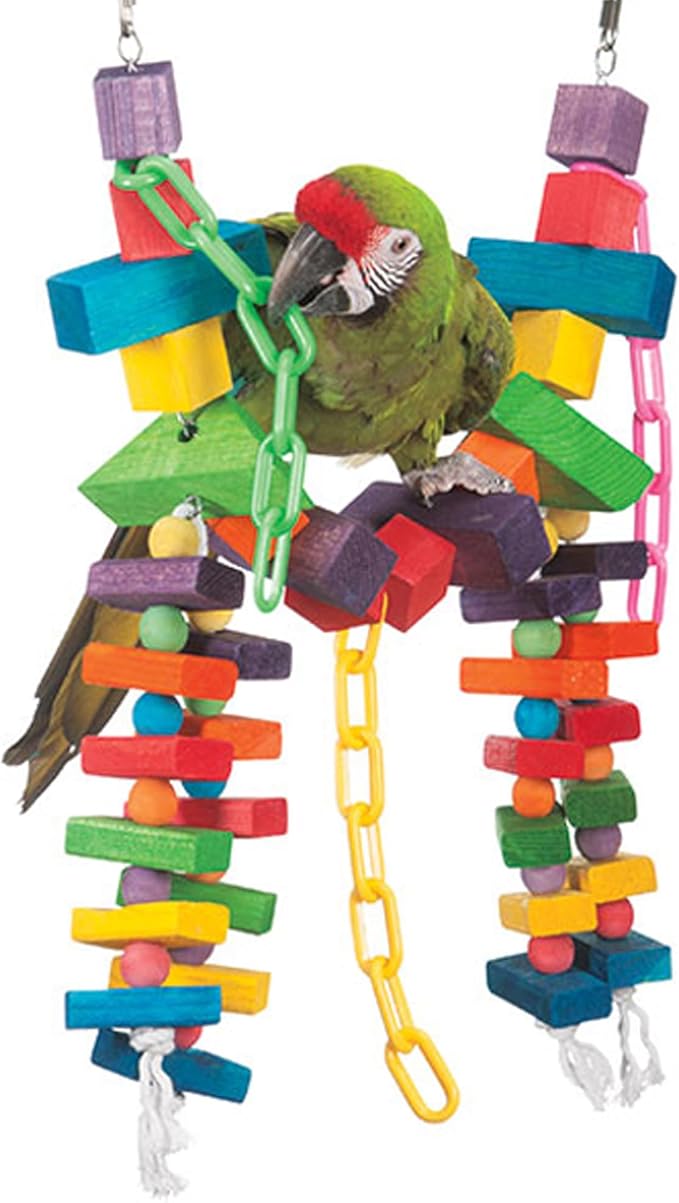 Super Bird Creations - Rainbow Bridge Bird Toy - Durable & Entertaining Bird Playground for Amazons African Greys Eclectus Cockatoos Macaws - Colorful Bird Toy for Large & Extra-Large Birds 29" x 13"