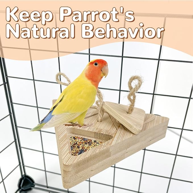 FlidRunest Wooden Bird Foraging Feeder, Interactive Foraging Toys for Parrots, Parrot Chewing Toy, Bird Perches Stand for Parrots, Cockatoo, African Grey, Macaws, Amazon