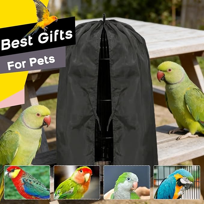 QBLEEV Round Parrot Birdcage Cover Pet Universal Blackout Cage Cover Shade Windproof Light-Proof Sleep Reduces Distractions Night Accessories Cloth Without Cage