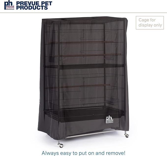 Prevue Pet Products Extra Large Bird Cage Cover - Good Night Cage Cover, Bird Accessories, Blocks Light, Breathable Nylon Fabric, Fits a Variety of Cage Sizes - Black, Size Large