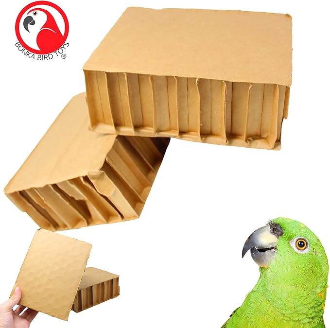 Bonka Bird Toys 2292 - Pack of 2 Jumbo 8-Inch Cardboard Blocks - Foot Talon Craft Part for Chew Treats - Ideal for Amazon, African Grey, Conures