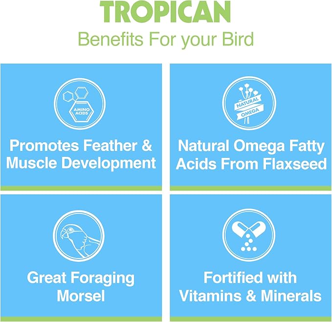 Hari Tropican Bird Food, Hagen Parrot Food Sticks with Peanuts & Sunflower Seeds, High Performance Formula, 8 lb Bag