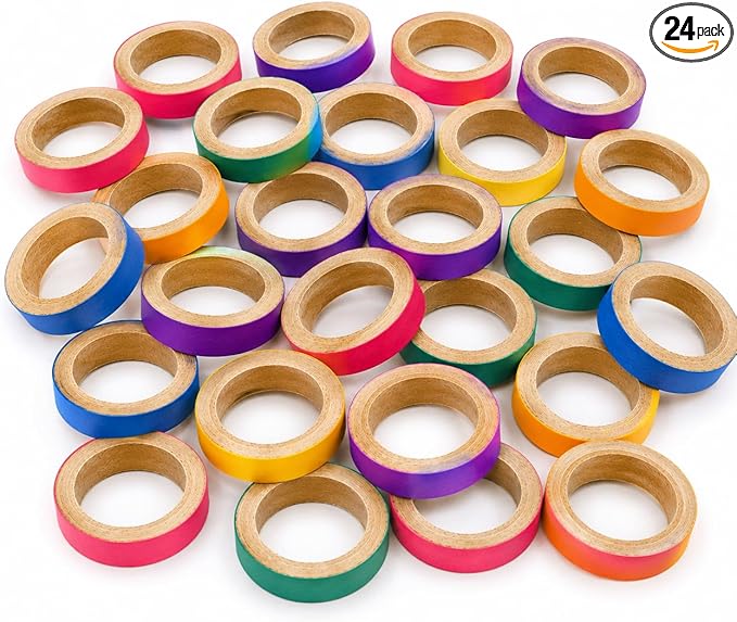 Bonka Bird Toys 2113 Pk24 Chew Bagels, 24-Pack, 2.75" Diameter, Colorful Compressed Cardboard Rings for Chewing, Foraging, and Cage Enrichment, Safe for Parrots, Parakeets, Cockatiels, and Conures